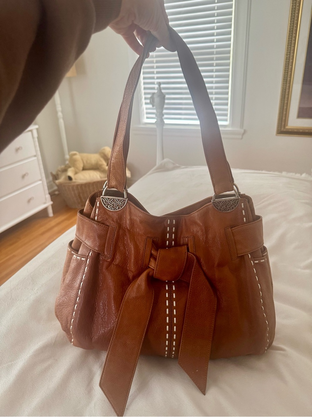 BRIGHTON LARGE “CLEO" BROWN HONEY SHOULDER BAG VINTAGE